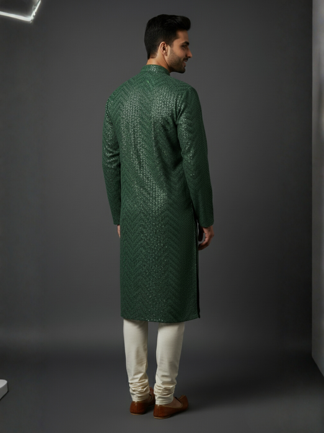 Traditional Sequience Embroidery Mandarin Collar Regular Fit Kurta