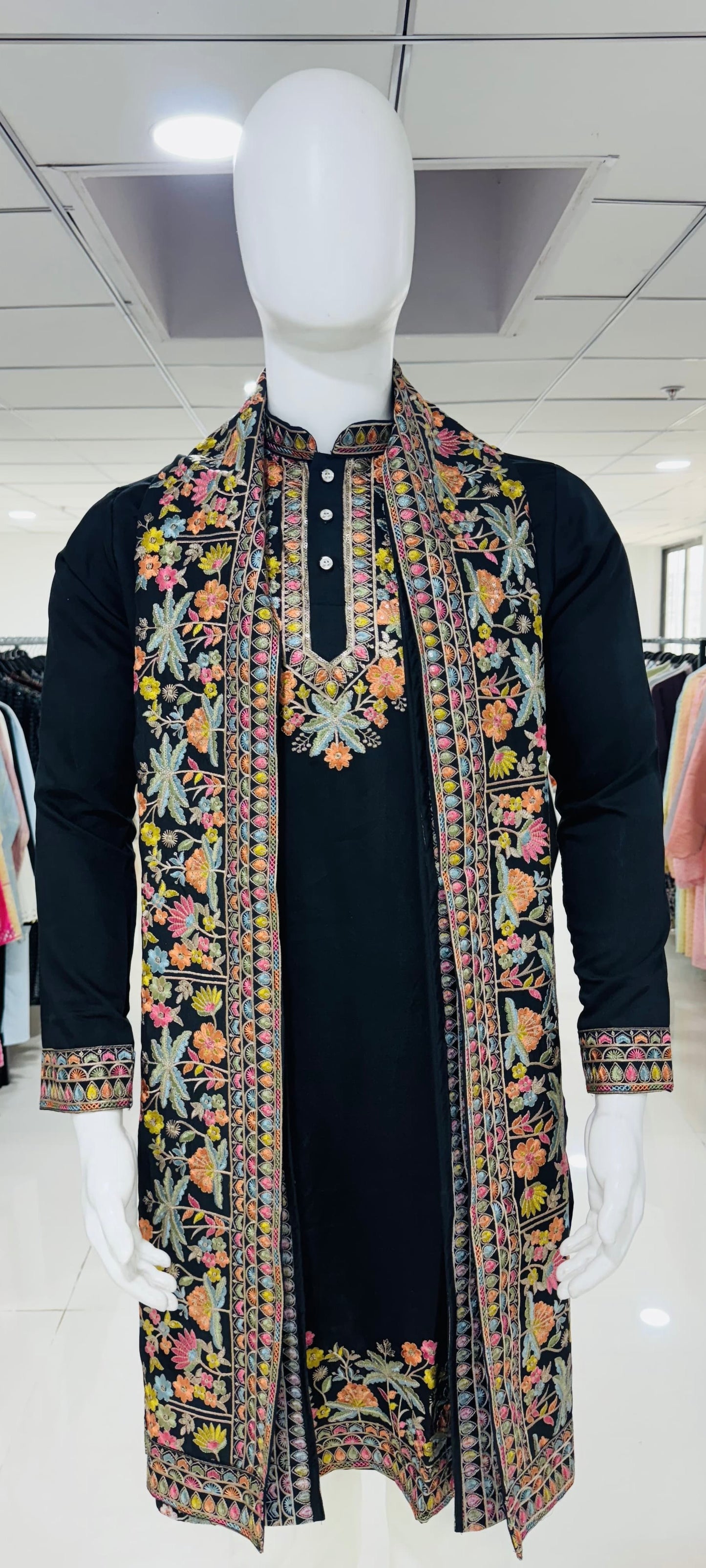 Botanical Art Embrodiery with Designer dupatta