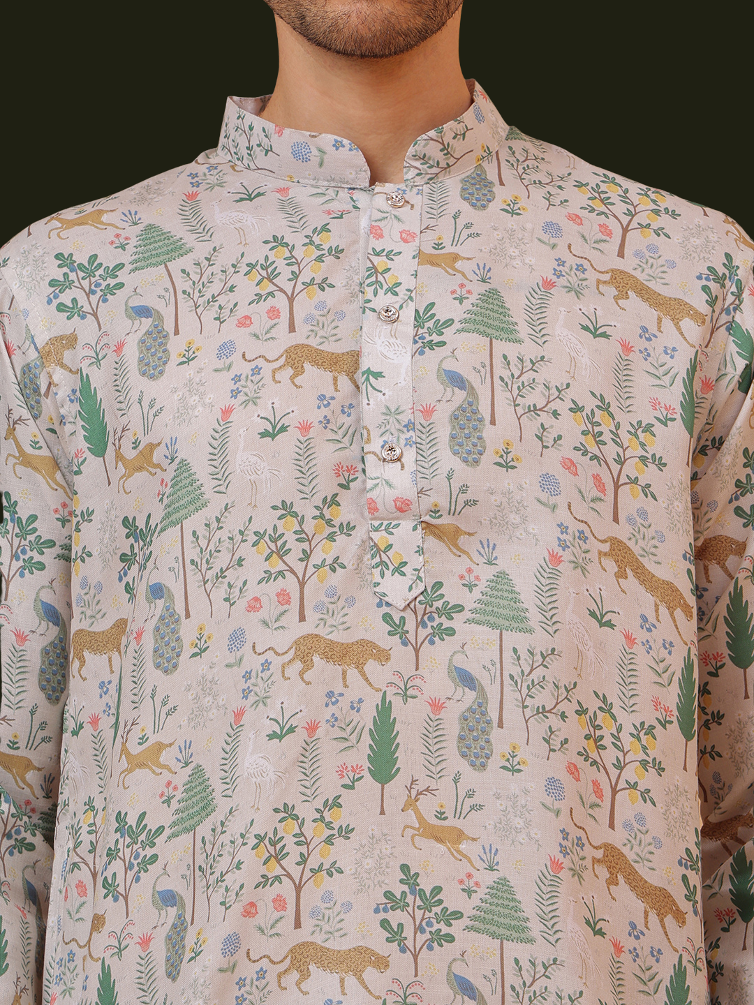 offwhite Vantara Mandarin Collar Regular Fit Kurta