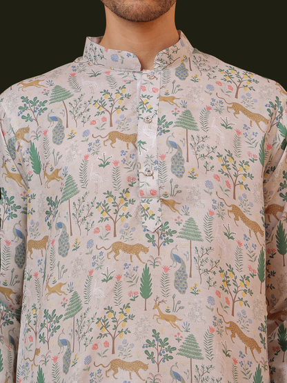 offwhite Vantara Mandarin Collar Regular Fit Kurta