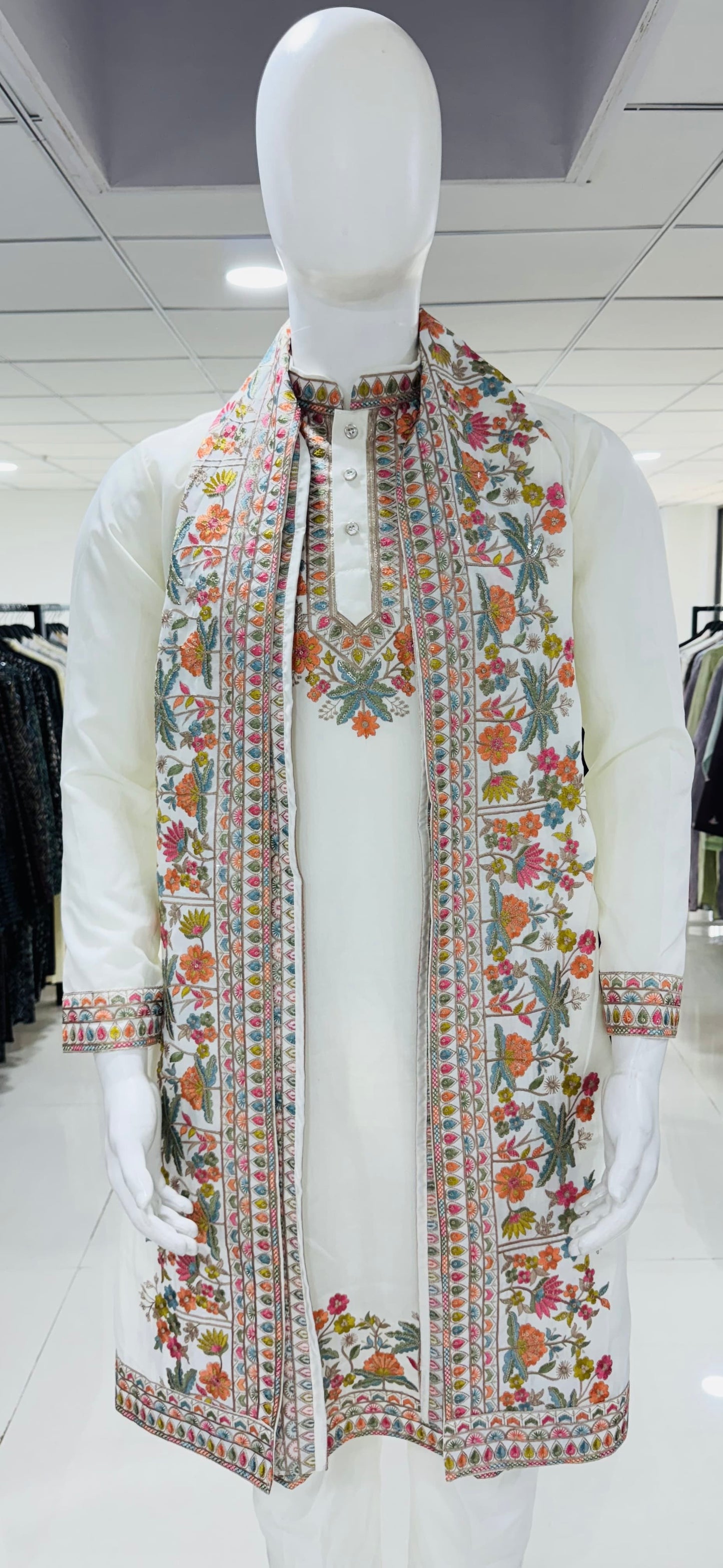 Botanical Art Embrodiery with Designer dupatta