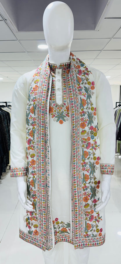 Botanical Art Embrodiery with Designer dupatta