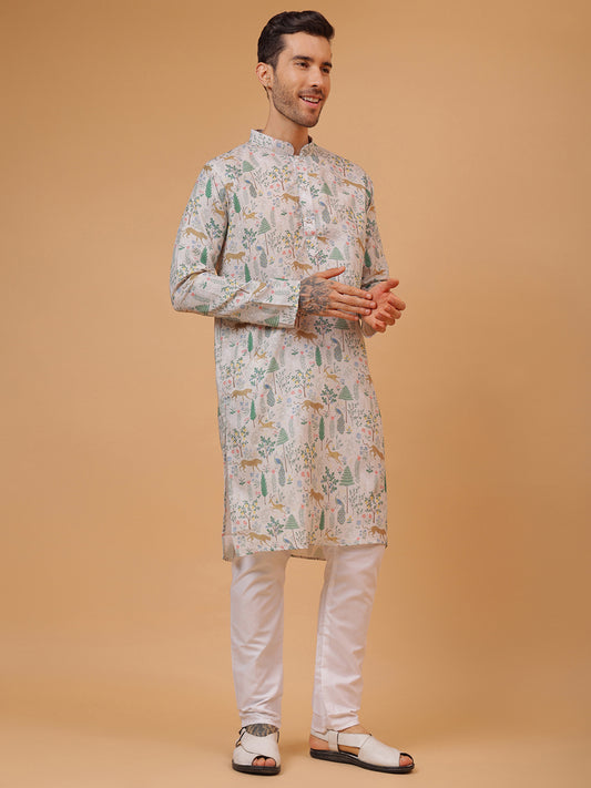 Vantara Digital Print Mandarin Collar Regular Fit Kurta