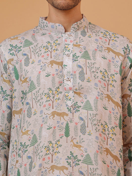Vantara Digital Print Mandarin Collar Regular Fit Kurta