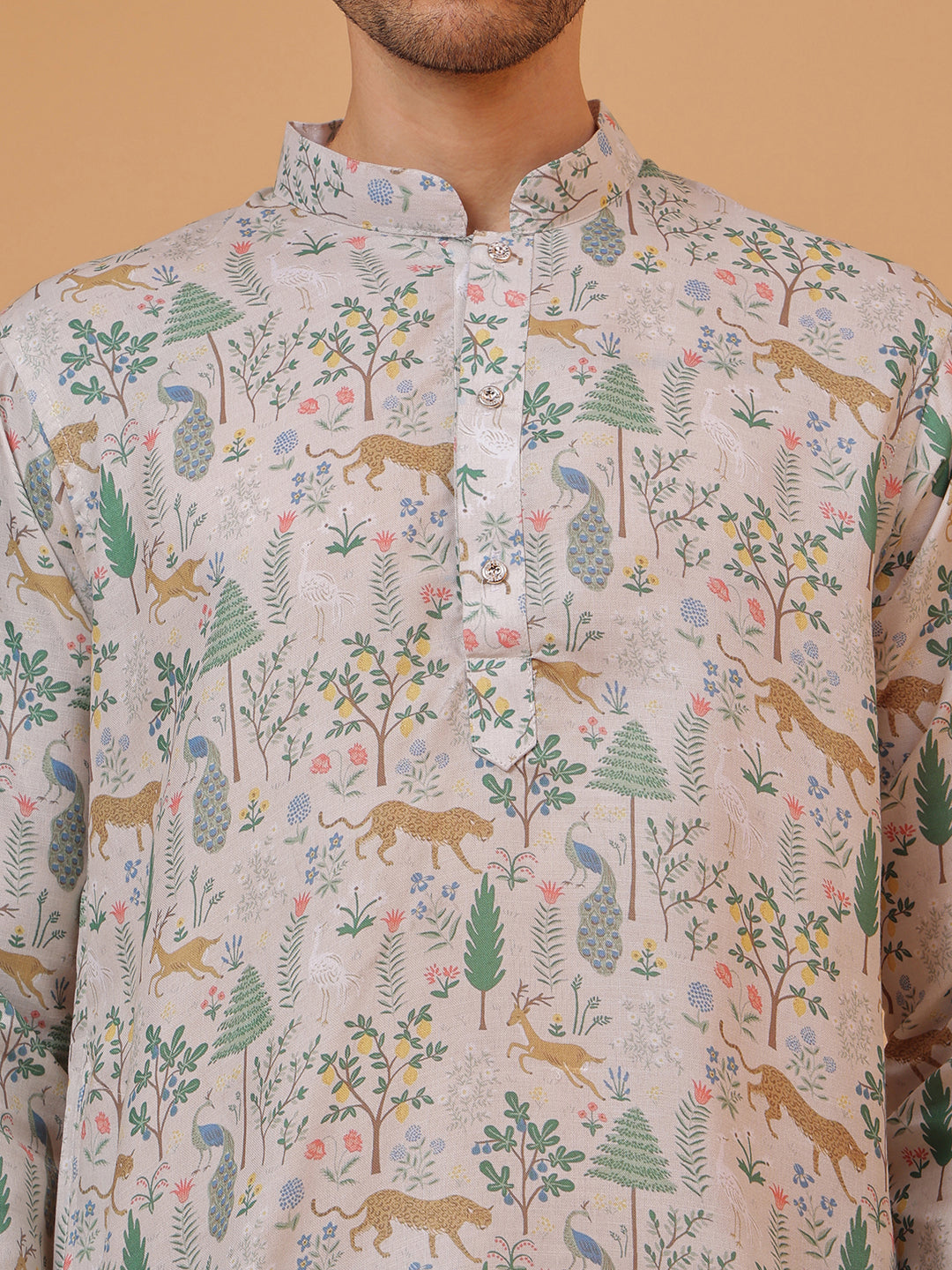 offwhite Vantara Mandarin Collar Regular Fit Kurta