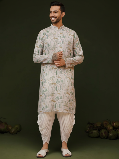 offwhite Vantara Mandarin Collar Regular Fit Kurta