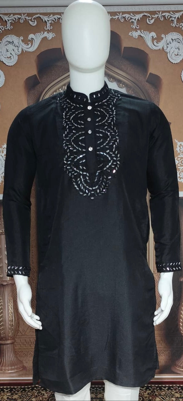 Dark knight Silk Kurta Real Mirror Work