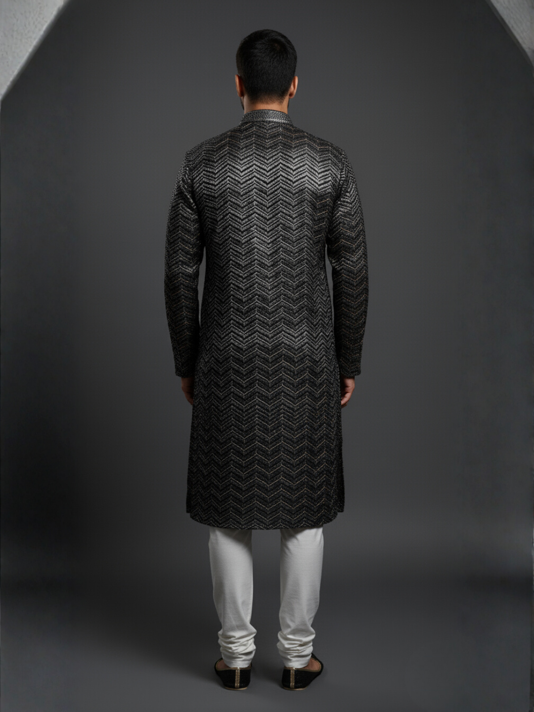 Charcoal Traditional Sequience Embroidery Regular fit Kurta