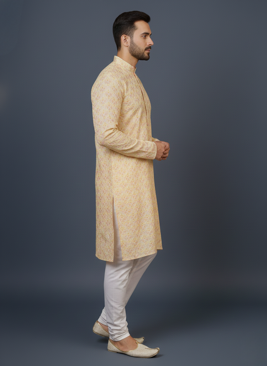 Glory Gold Sequin Embroidery Mandarin Collar Regular Fit Kurta