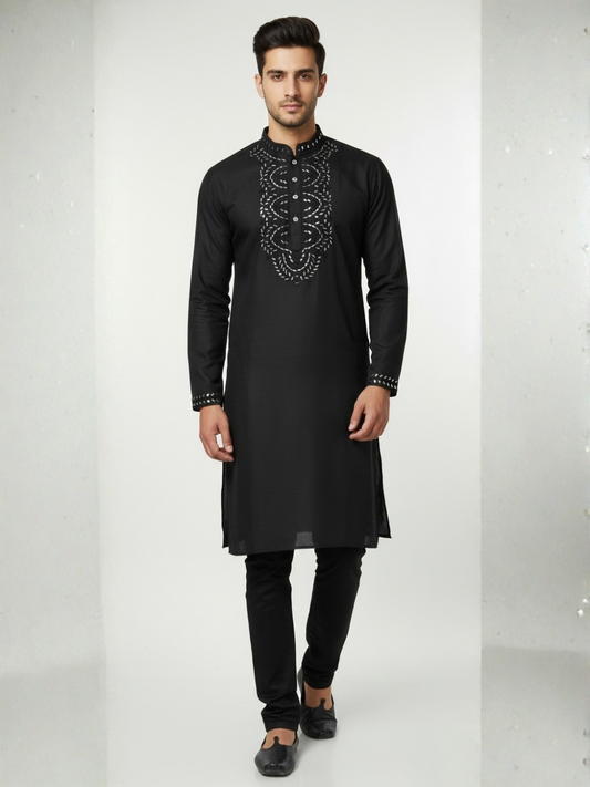 Dark knight Silk Kurta Real Mirror Work