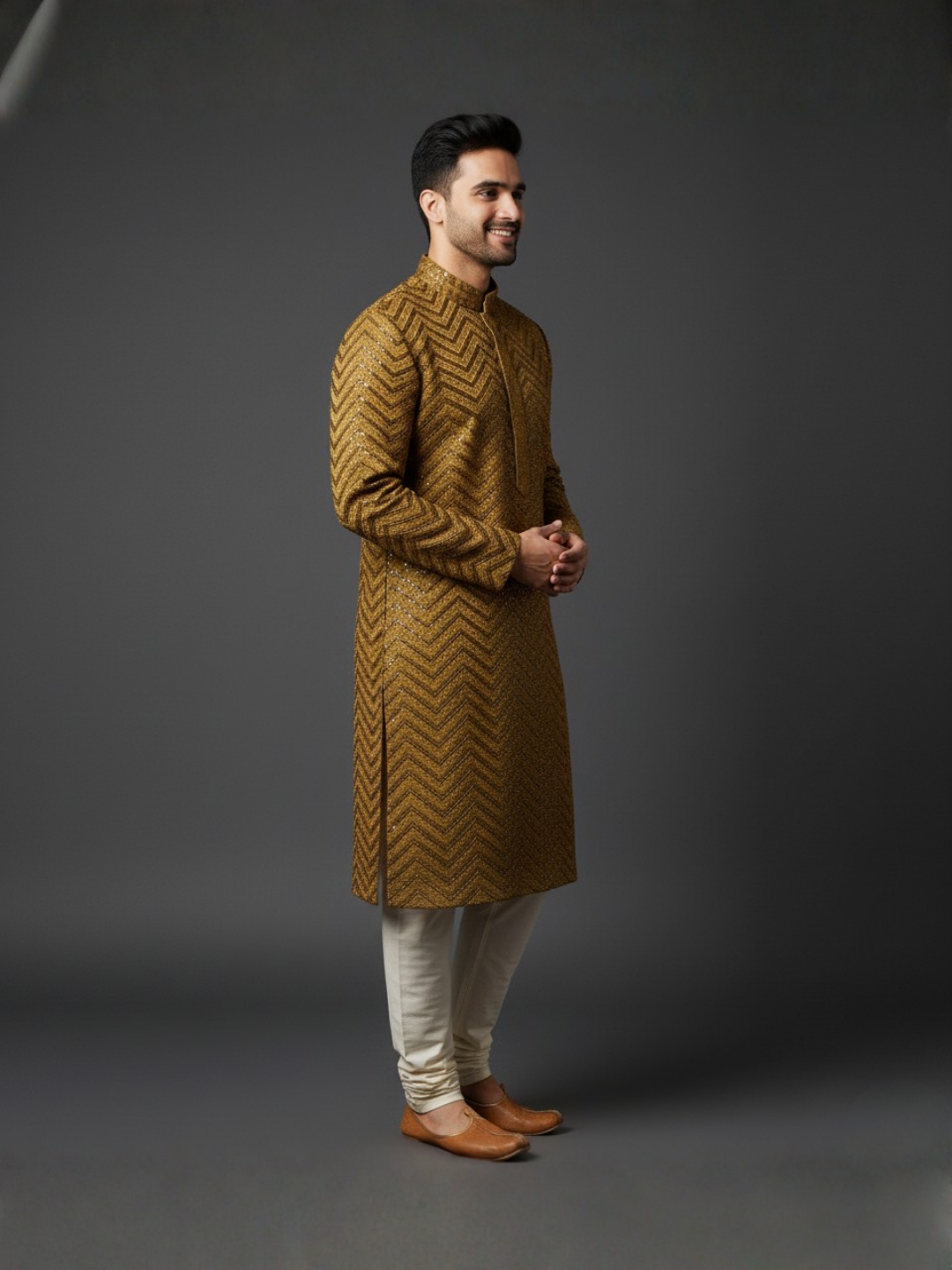 Traditional Sequience Embroidery Mandarin Collar Regular Fit Kurta