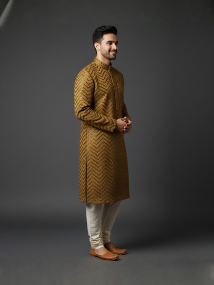 Traditional Sequience Embroidery Mandarin Collar Regular Fit Kurta