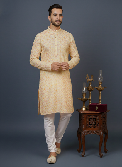Glory Gold Sequin Embroidery Mandarin Collar Regular Fit Kurta
