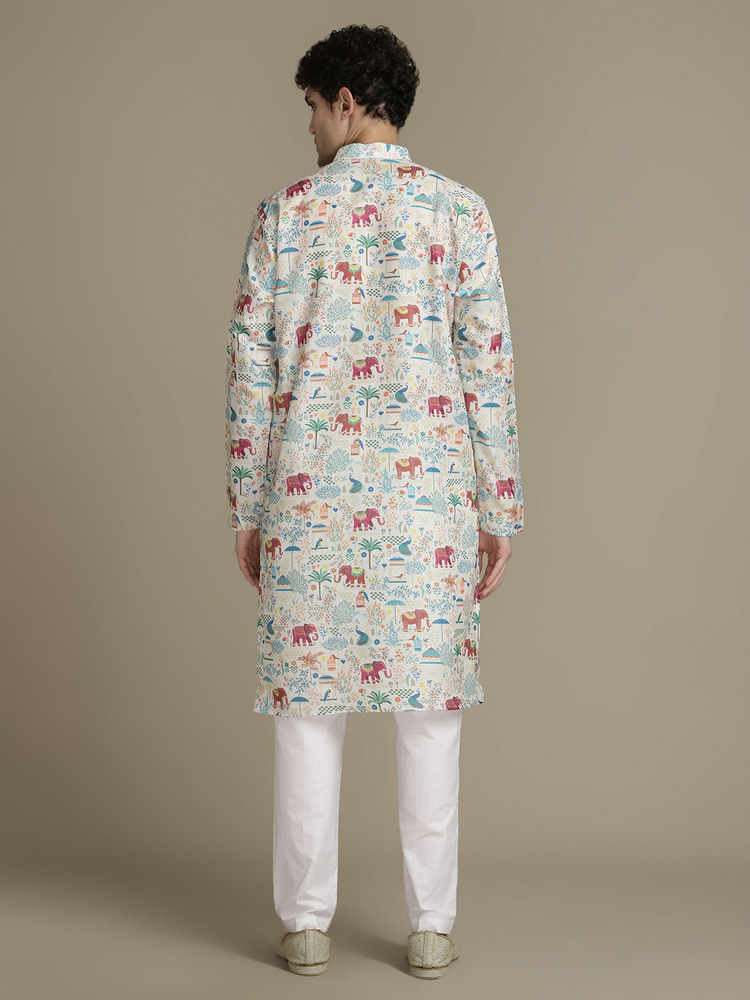 Deep Jungle Digital Print Mandarin Collar Regular Fit Kurta