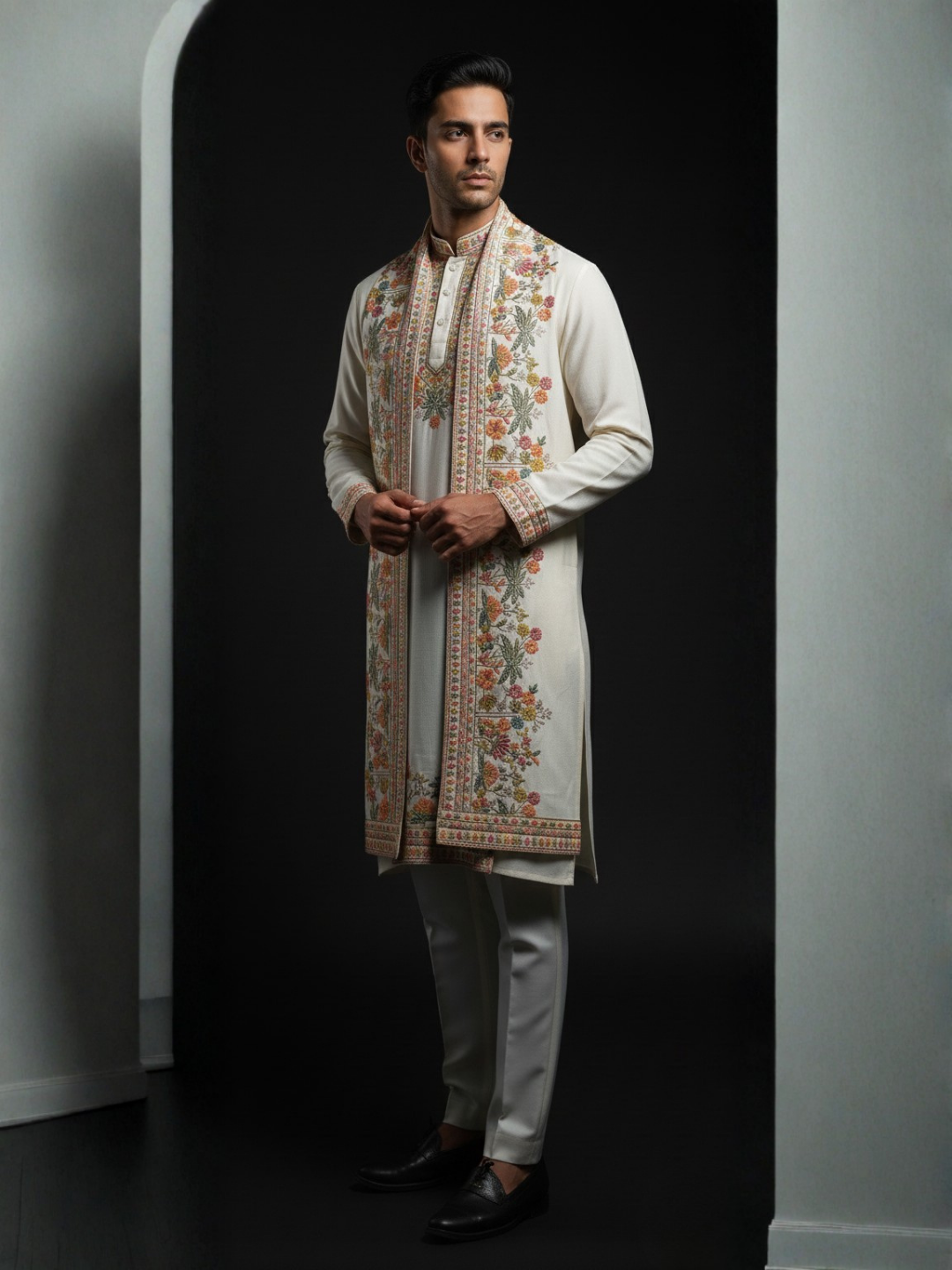 Botanical Art Embrodiery with Designer dupatta