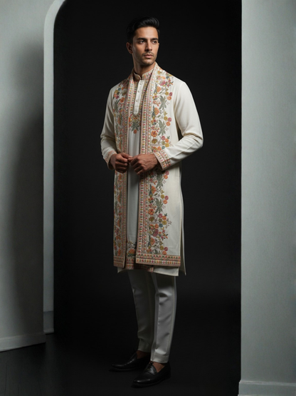 Botanical Art Embrodiery with Designer dupatta