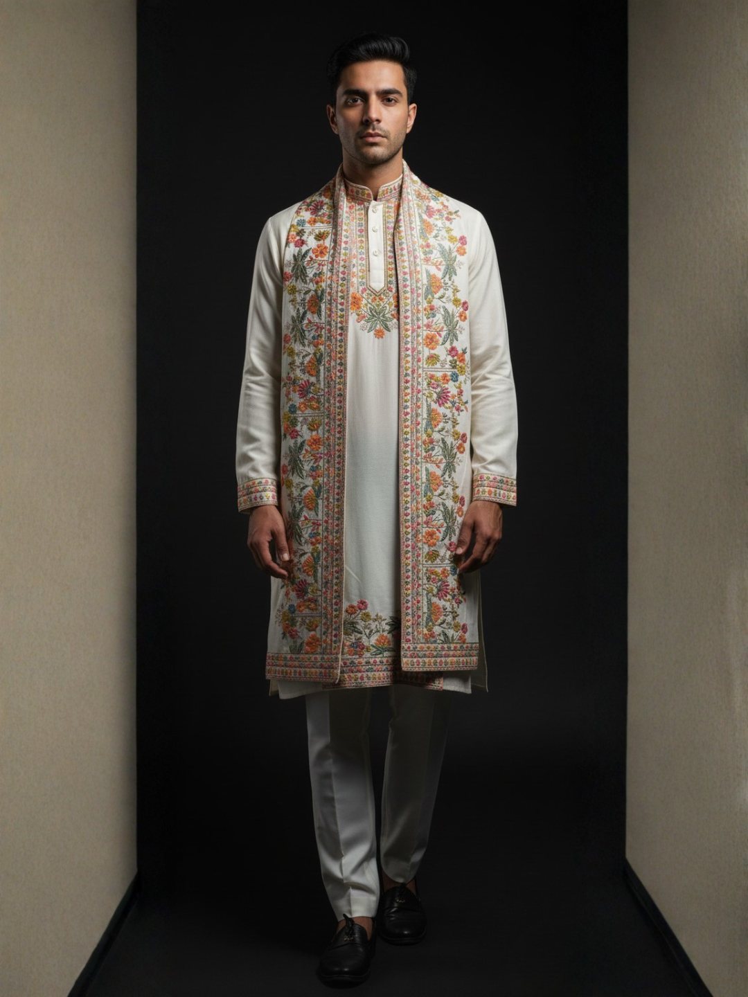 Botanical Art Embrodiery with Designer dupatta