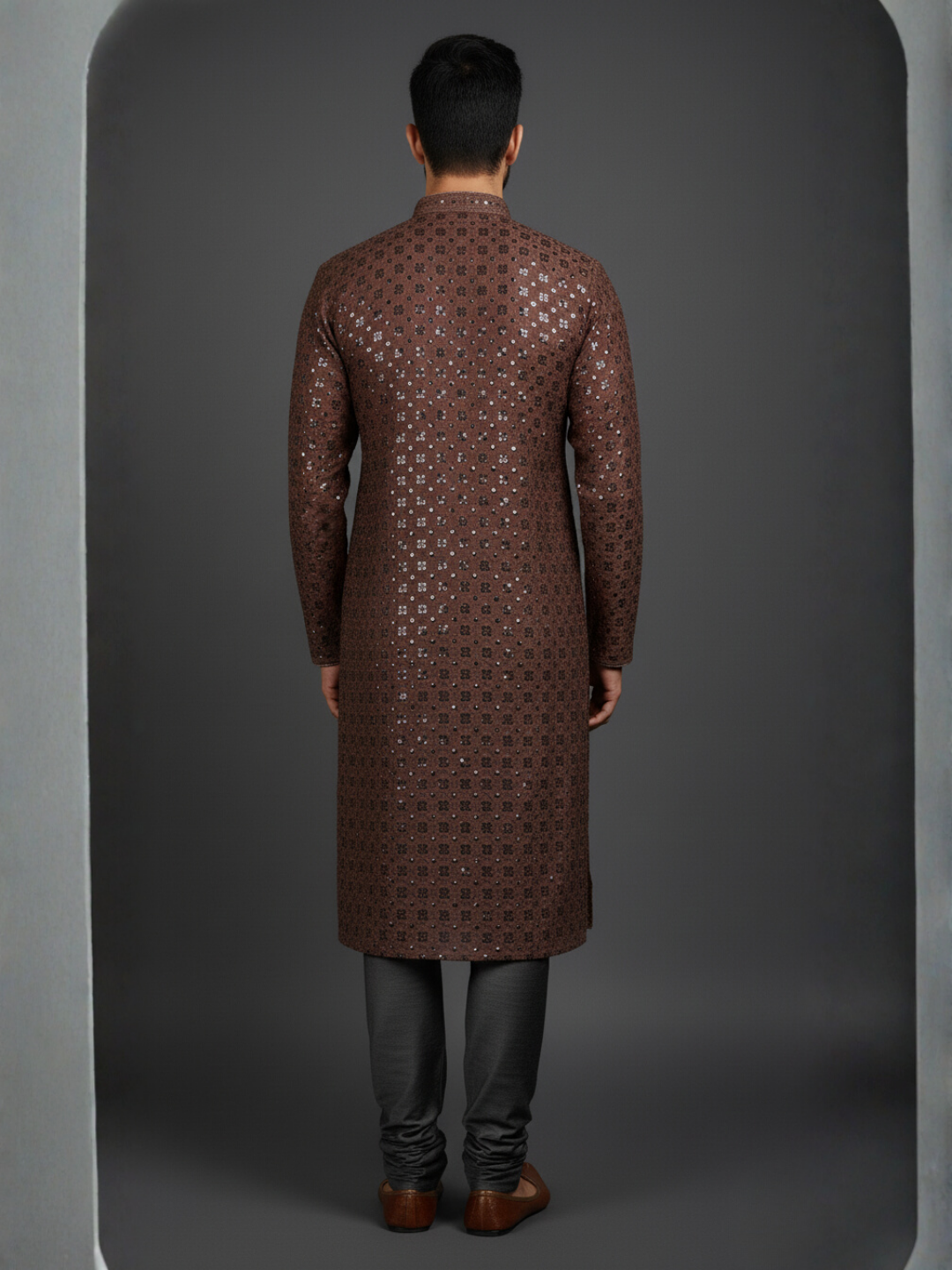 Top Traditional Sequience Embroidery Mandarin Collar Regular Fit Kurta