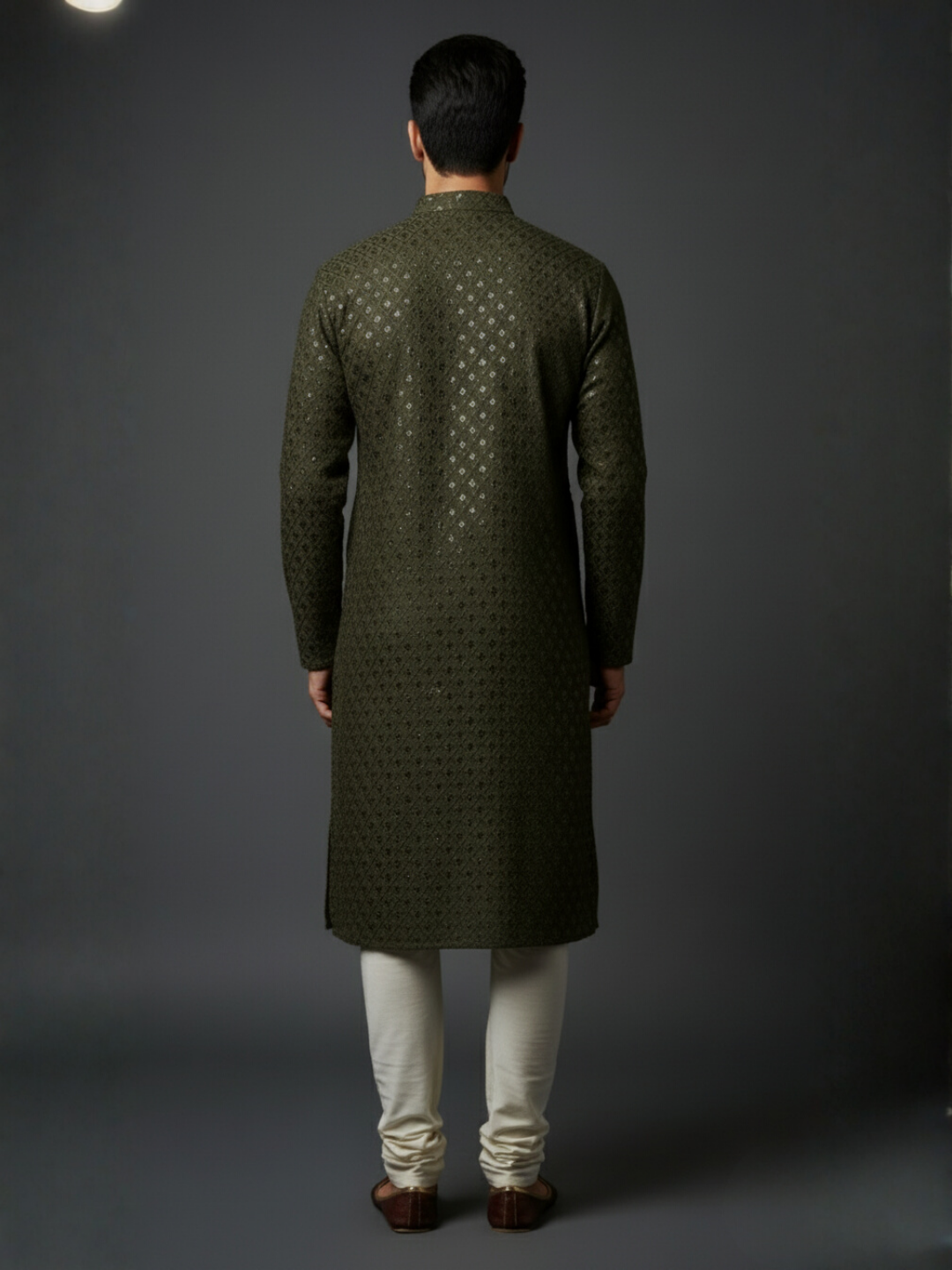 Luxe Sequience Embroidery Mandarin collar regular fit Kurta